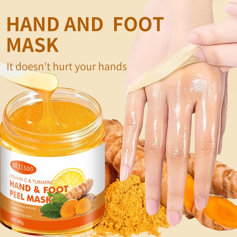 Foot Mask Peeling - วิตามินซีและขมิ้นมาส์กผลัดเซลล์ผิวมือและเท้า - ขจัดเซลล์ผิวที่ตายแล้วและหนังด้านอย่างล้ำลึก ช่วยให้ผิวกระจ่างใส สารสกัดจากพืชธรรมชาติ