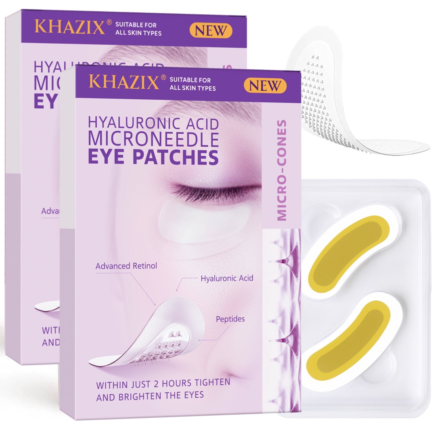 Microneedle Patch Eye - แผ่นแปะใต้ตาไฮยาลูโรนิก แอซิด เรตินอล ไมโครนีดเดิล, ฟื้นฟูผิวด้วยเปปไทด์, สำหรับบริเวณรอบดวงตา